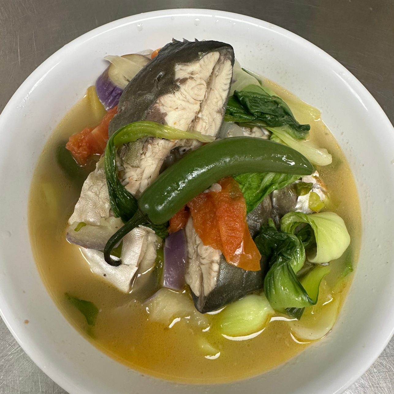 Pompano sinigang soup.